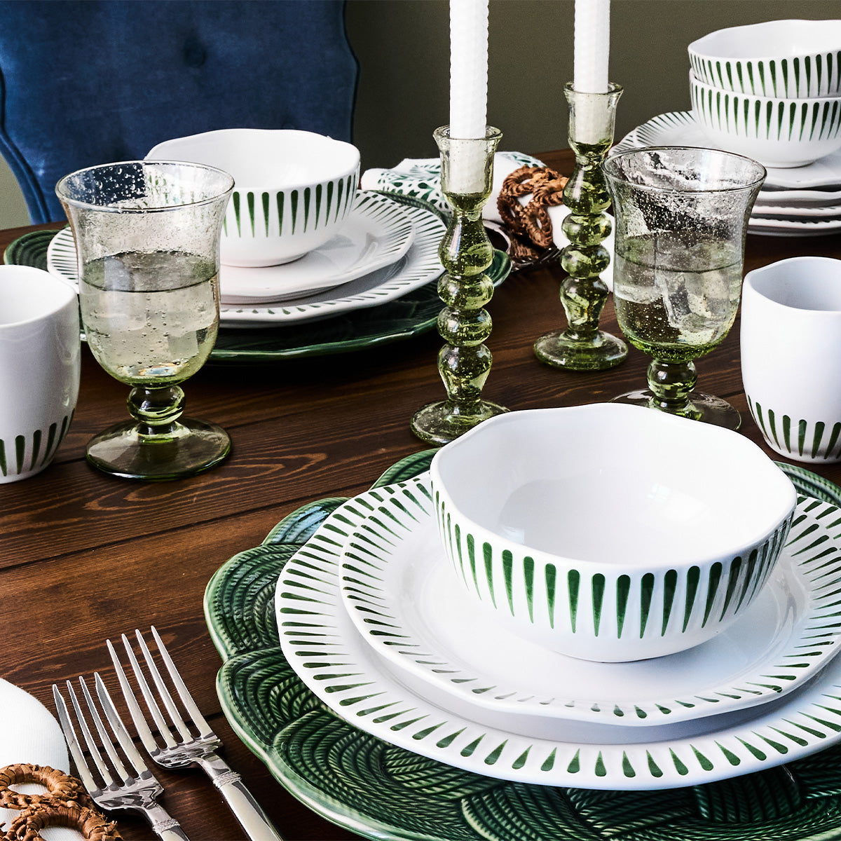 Sitio Stripe 16pc Place Setting - Basil - Image 4