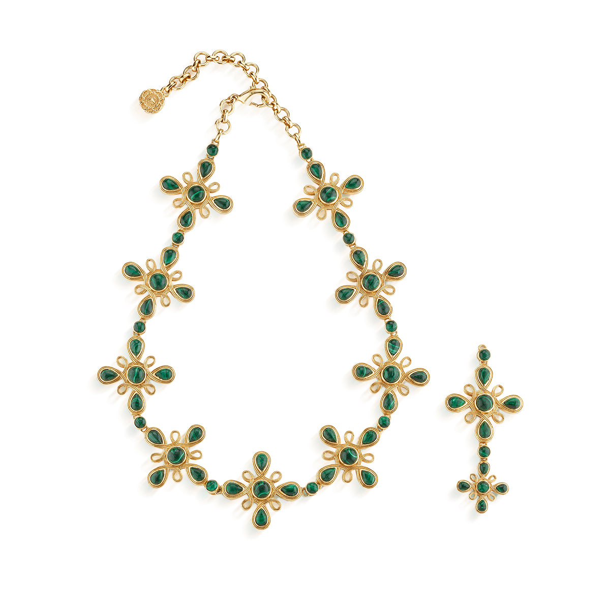 Monique Gem Convertible Necklace. 16+2 - Malachite - Image 2