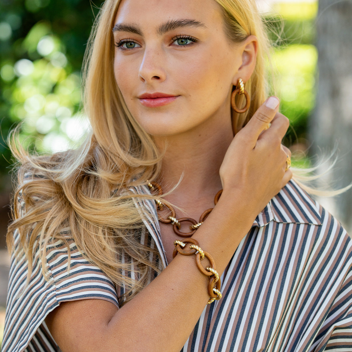 Earth Goddess Link Bracelet. 7+1.5 - Teak - Image 2