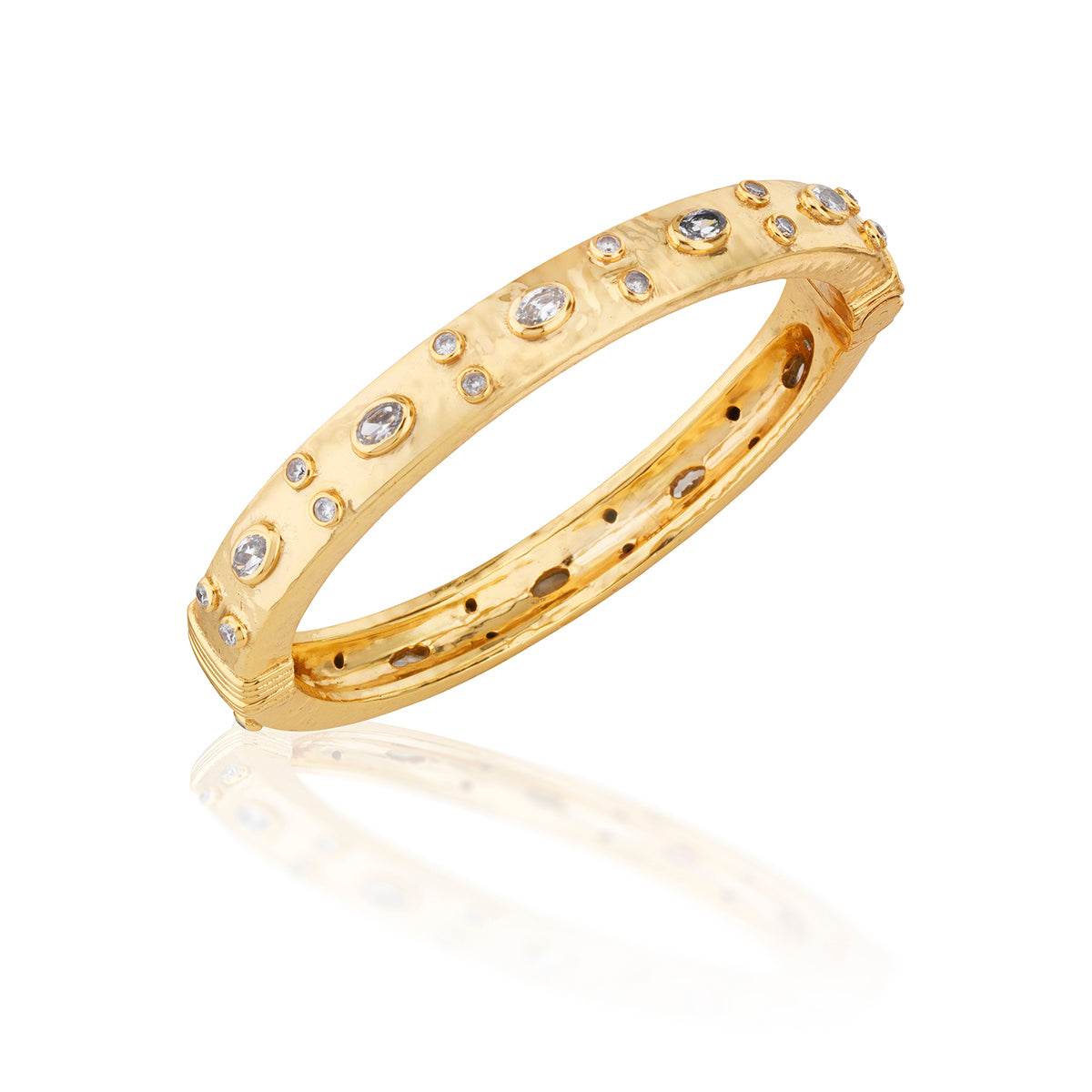 Maharani Hinged Bangle - Clear Cubic Zirconia - Image 3