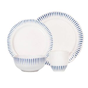 Sitio Stripe 4pc Place Setting with Mug - Delft Blue