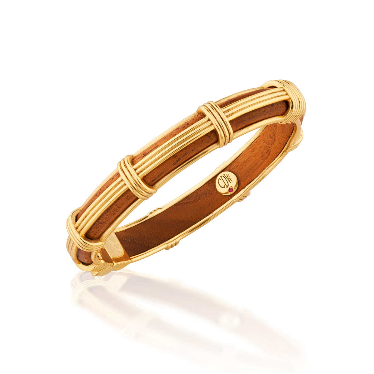 Gaia Petite Hinged Bangle. S/M - Teak - Image 3