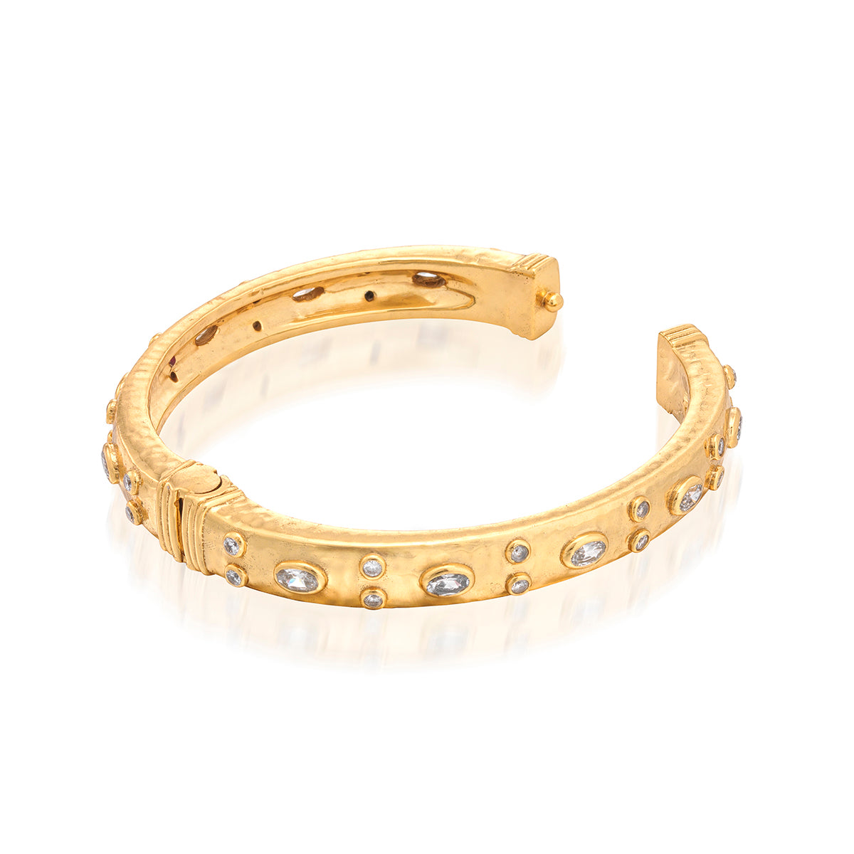 Maharani Hinged Bangle - Clear Cubic Zirconia - Image 4