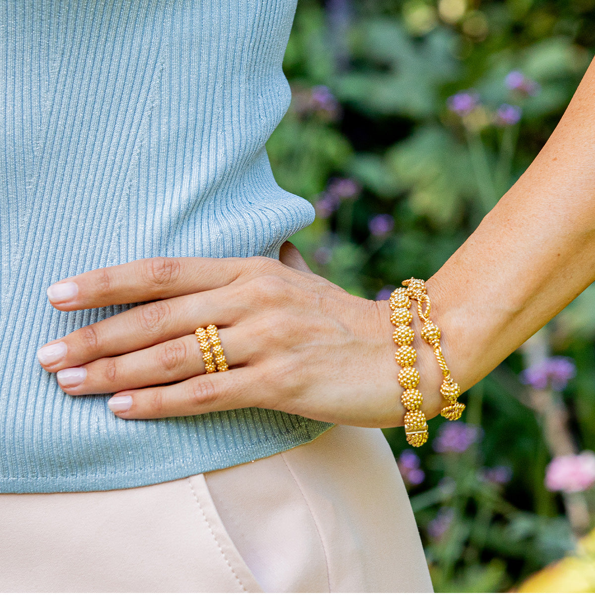 Berry Bead Bracelet - 7+2 - Gold - Image 4