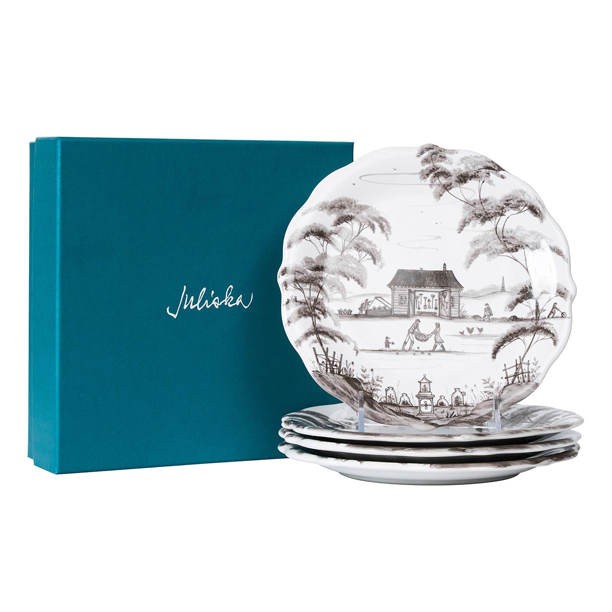 Country Estate Party Plate Assorted Set/4 - Flint Grey - Image 2