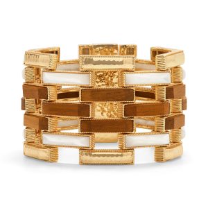Pathway Grande Link Bracelet. 7.5 - Teak/Gold/MOP