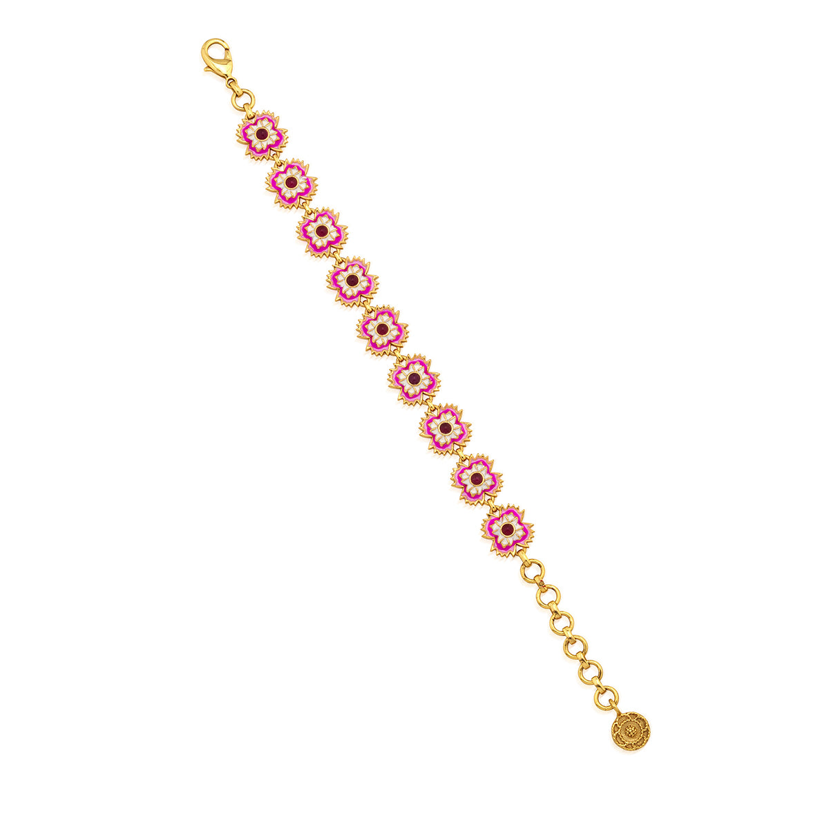 Dianthus Link Bracelet. 7+1.5 - Pink - Image 3
