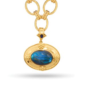 Cleopatra Removeable Pendant Necklace. 16+2 - Blue Labradorite
