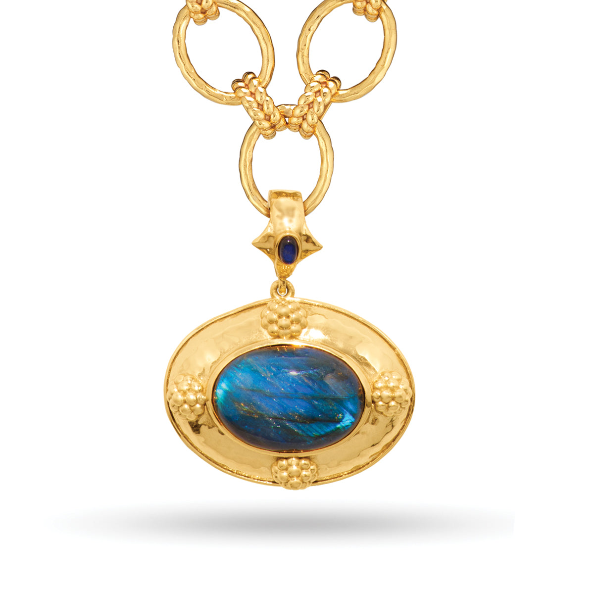 Cleopatra Removeable Pendant Necklace. 16+2 - Blue Labradorite