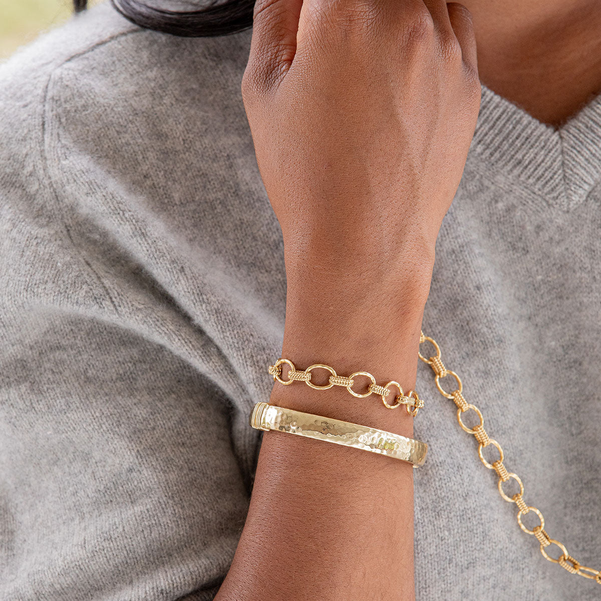 Cleopatra Small Link Bracelet. 7+1.5 - Gold - Image 2