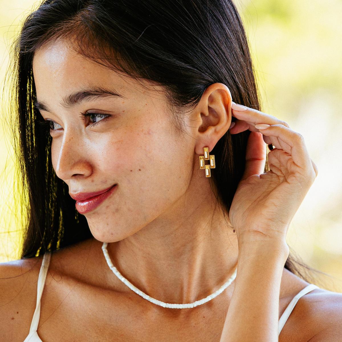 Pathway Post Small Link Earrings - Gold - Image 2