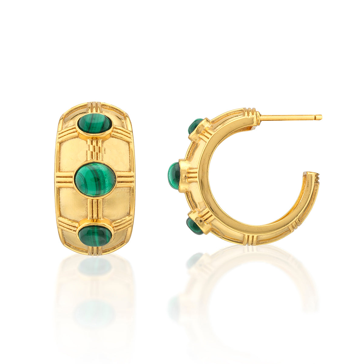 Cleopatra Bold Hoop Earrings - Malachite - Image 3