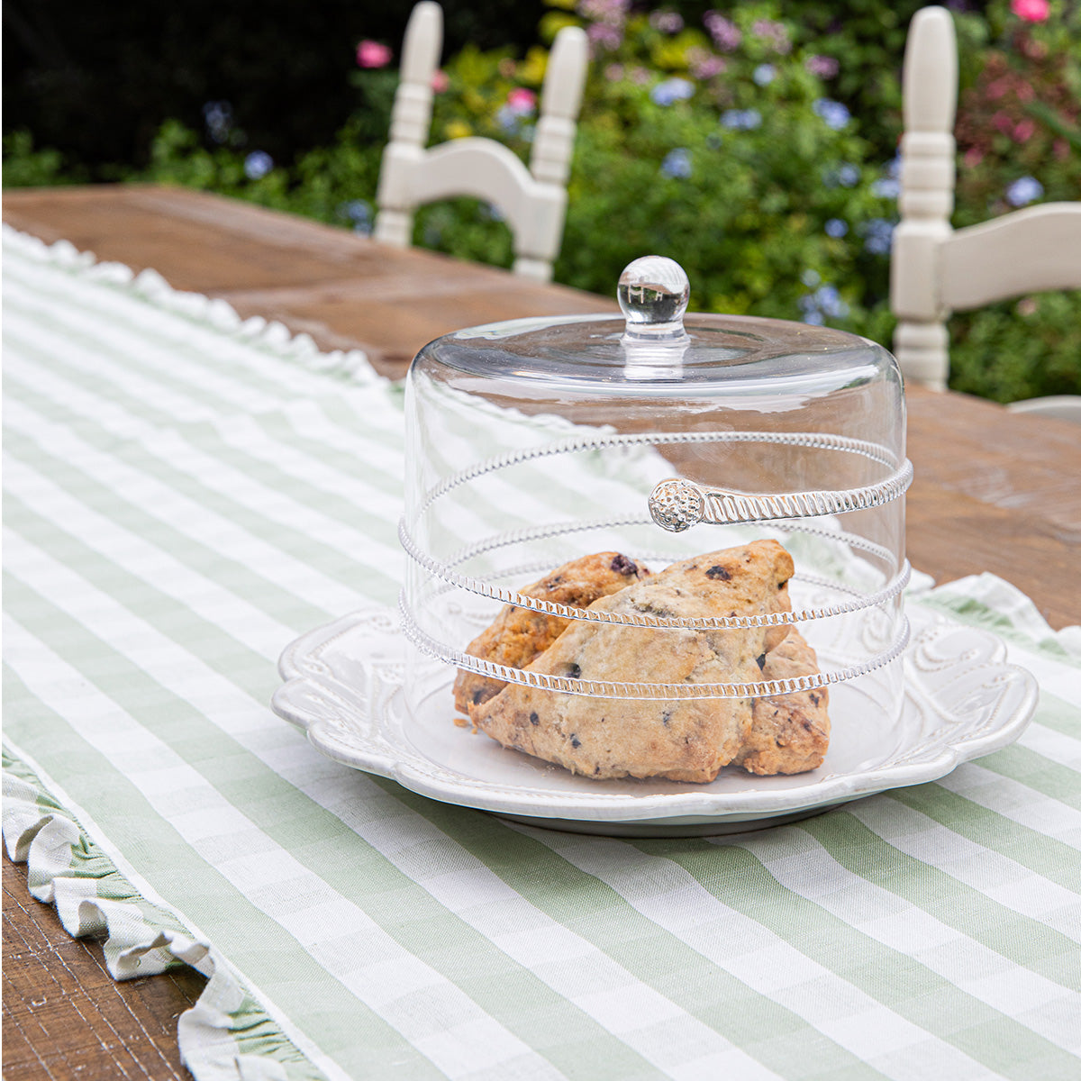 Gingham Ruffle 18 x 90 Table Runner - Seagrass - Image 4