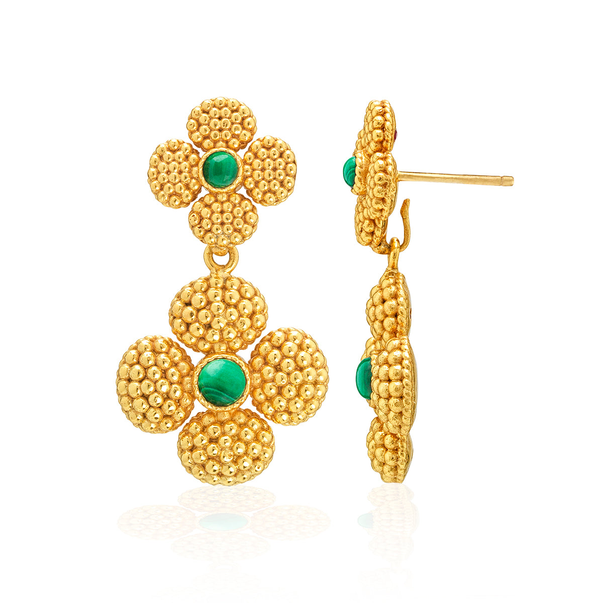 Berry Clover Convertible Duo Earrings - Malachite - Image 4