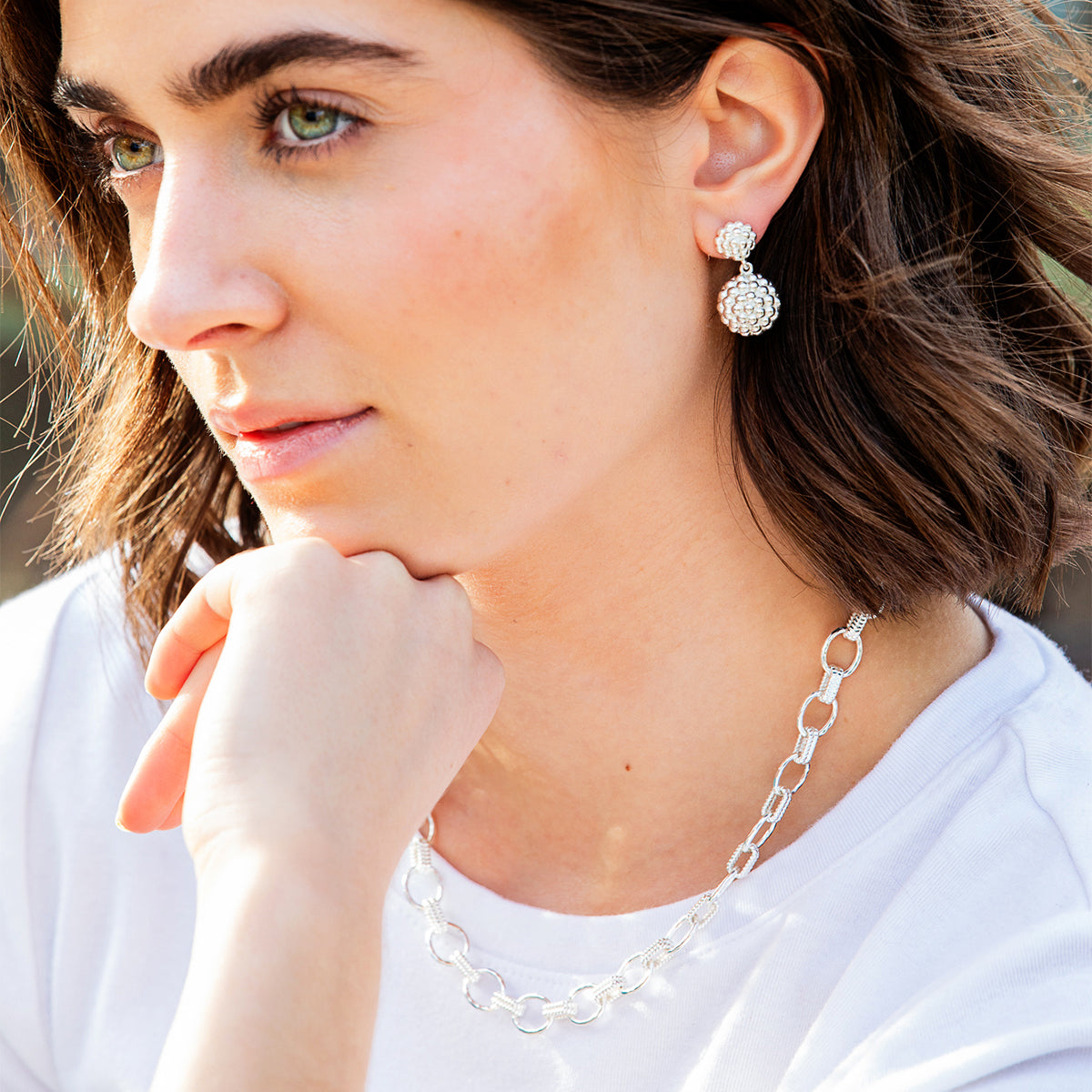 Cleopatra Small Link Necklace. 16+2 - Silver - Image 4