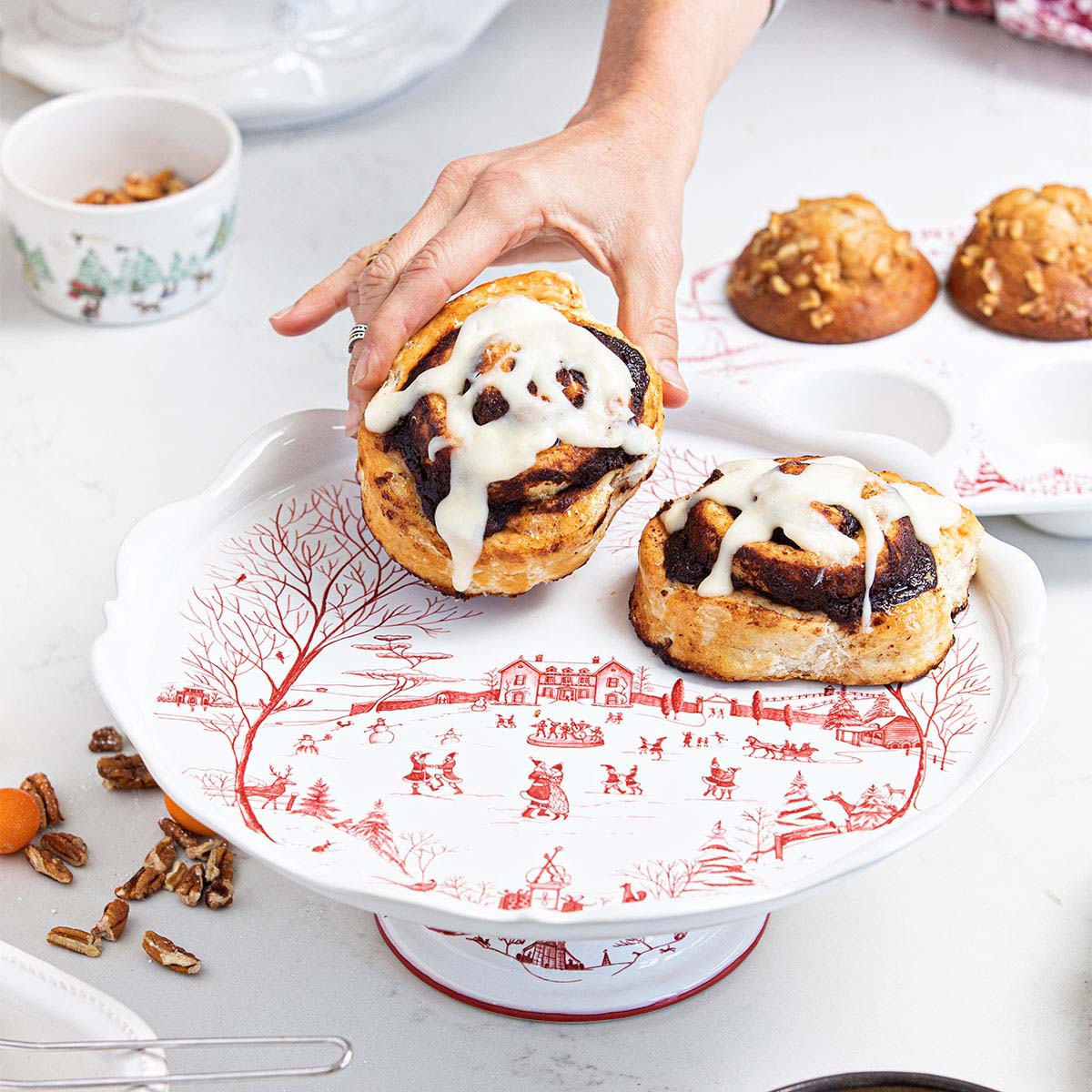 Country Estate Winter Frolic Cake Stand - Ruby - Image 3