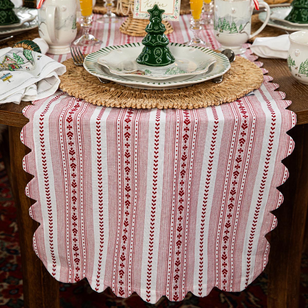 Villa Stripe 18 x 90 Table Runner - Red - Image 3