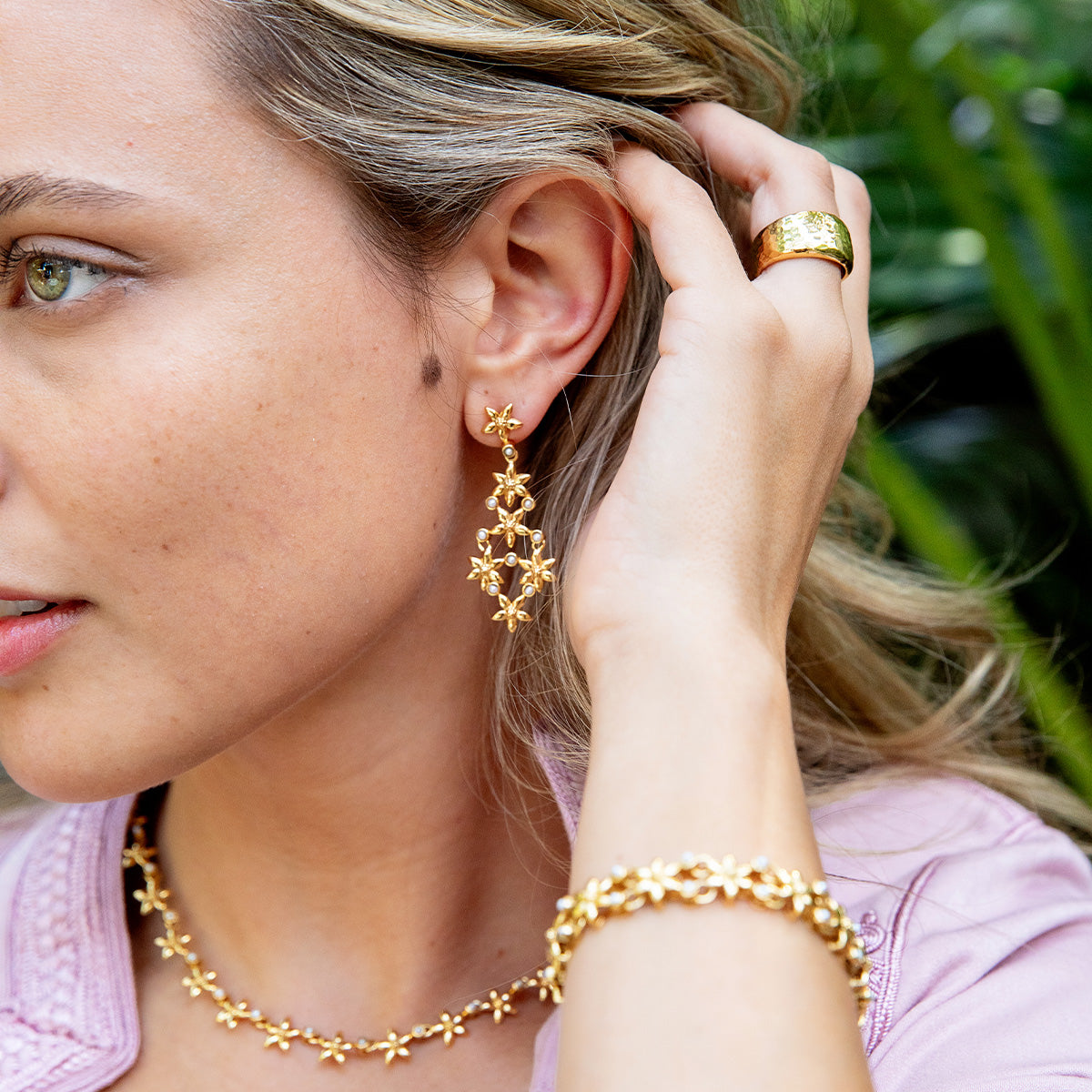Jasmine Drop Earrings - Pearl White - Image 4