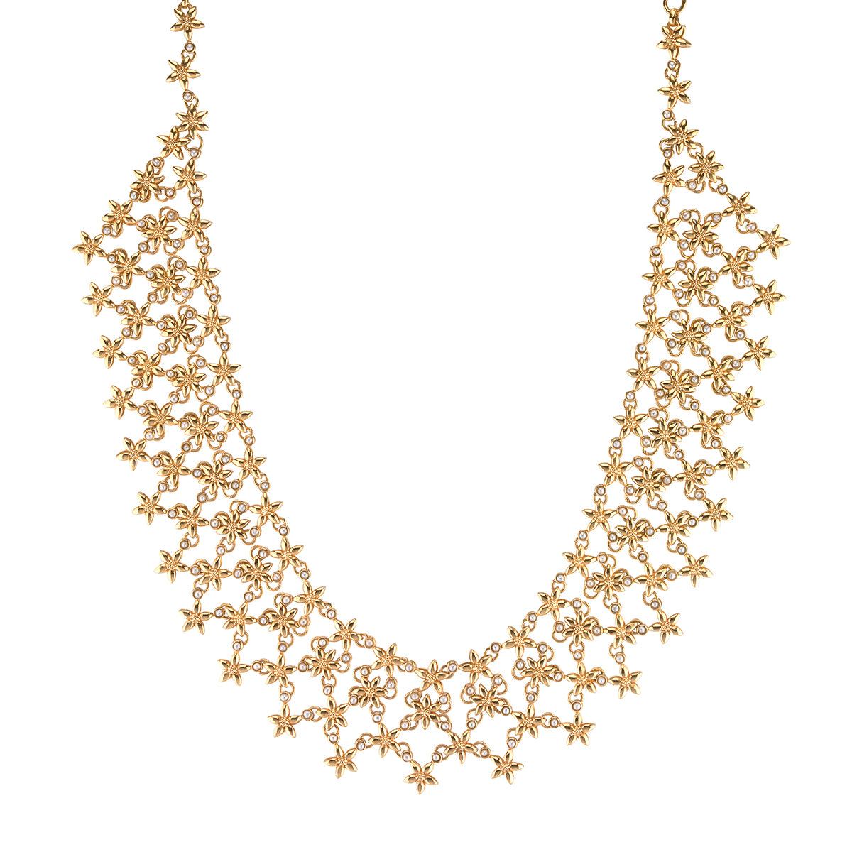 Jasmine Cascade Necklace. 16+2 - Pearl White