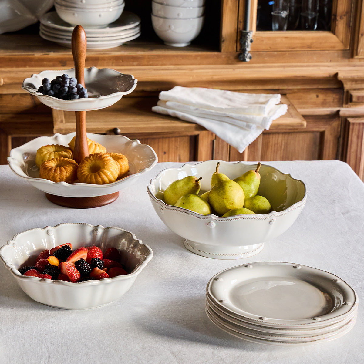 Berry & Thread 11 Footed Fruit Bowl - Whitewash - Image 5