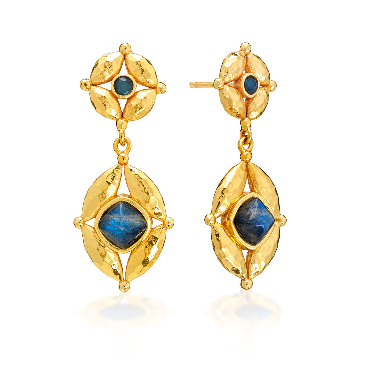 Mystic Eye Post Drop Earrings - Blue Labradorite