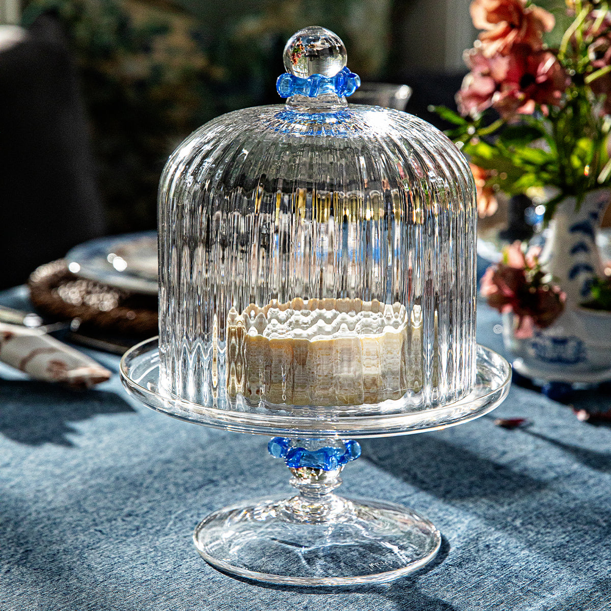 Nell Ruffle Petite Cake Dome & Stand Set - Chambray - Image 7