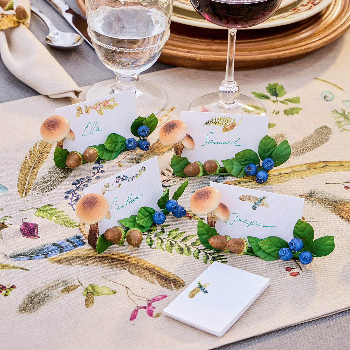 Forest Walk Mushroom & Acorn Place Card Holder Set/4 - Multi - Image 6