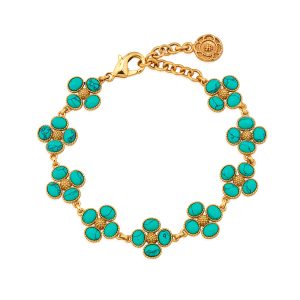 Berry Clover Link Bracelet. 7+2 - Turquoise