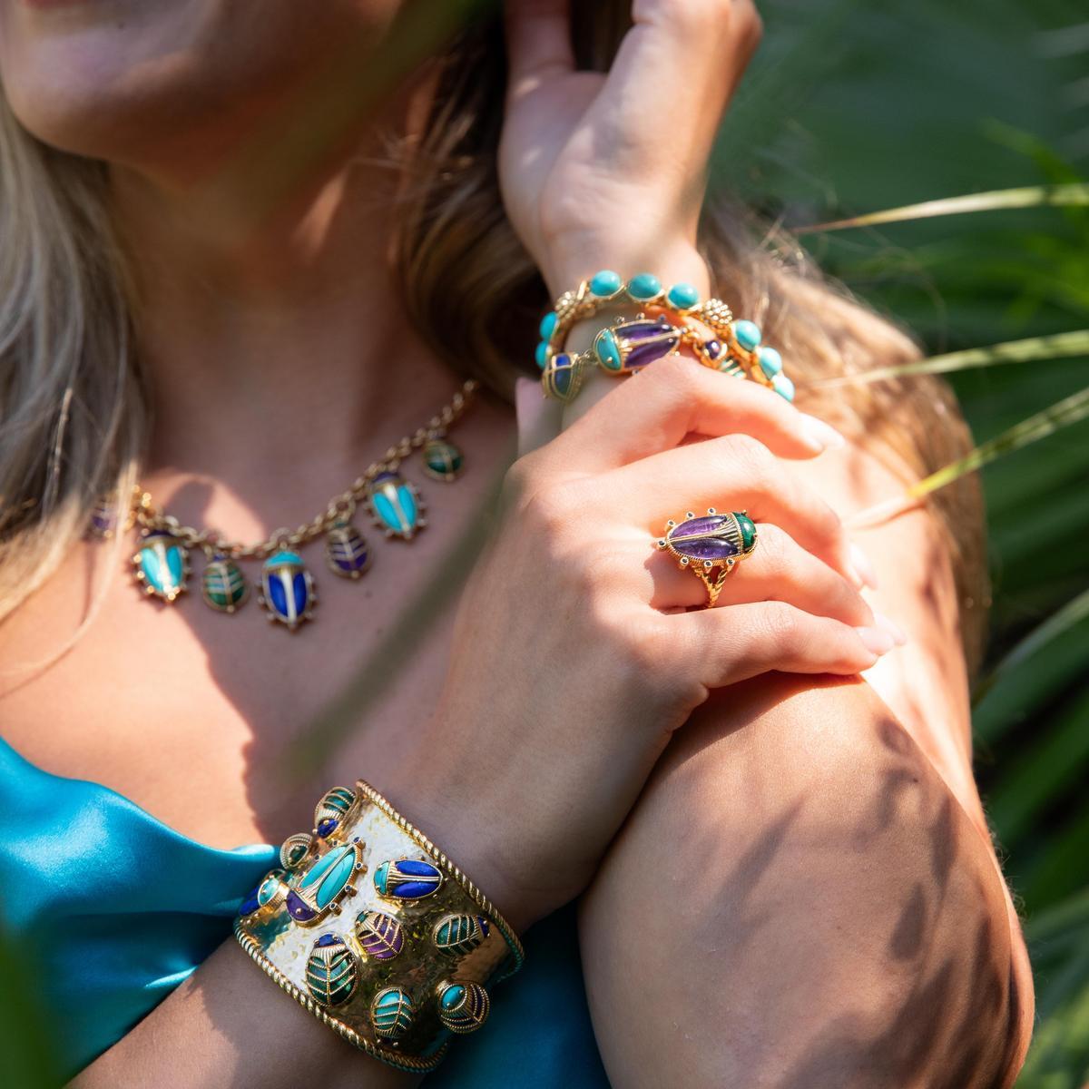 Scarab Grande Ring - Malachite/Amethyst - Image 2