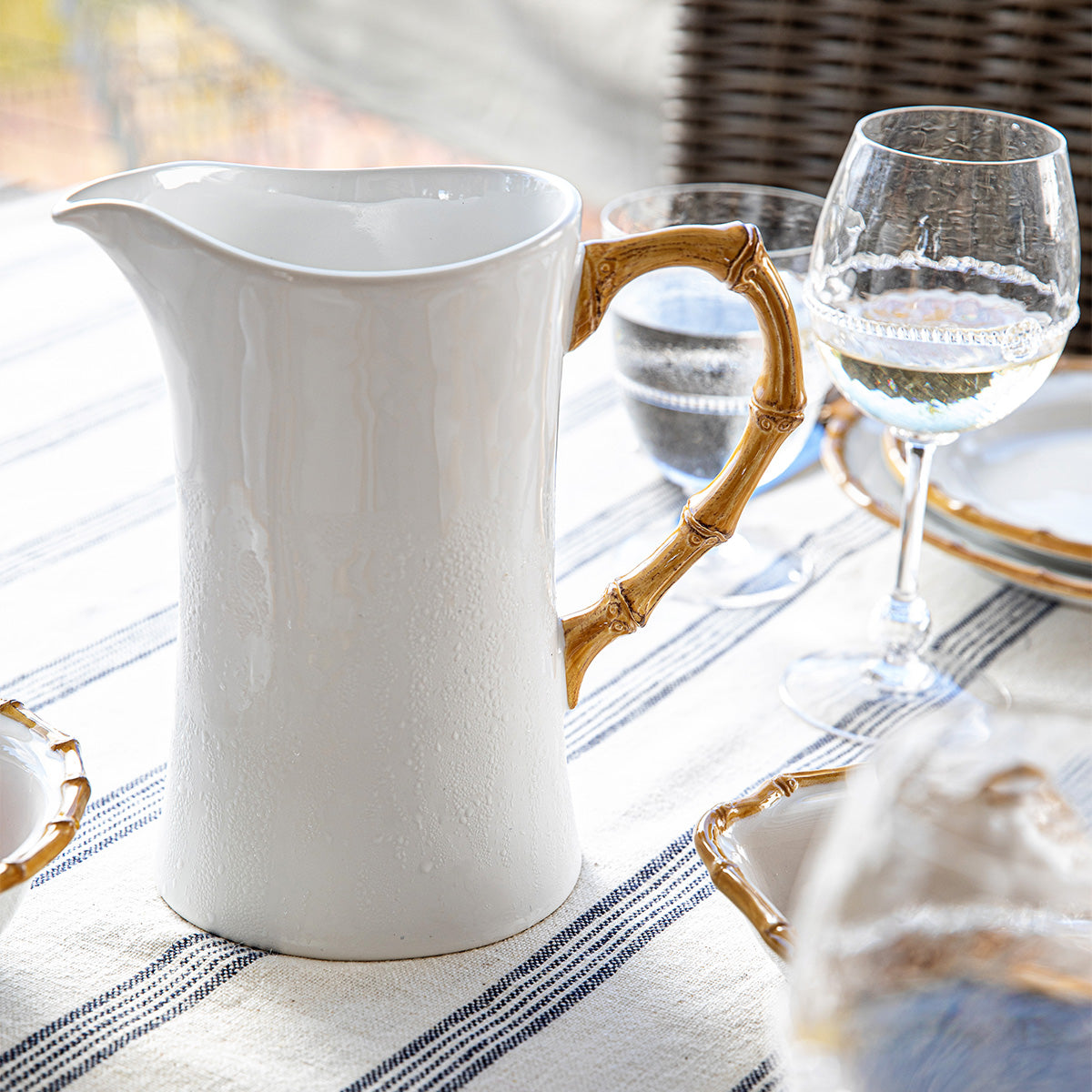 Bamboo Ceramic Large Pitcher - Natural - Image 2