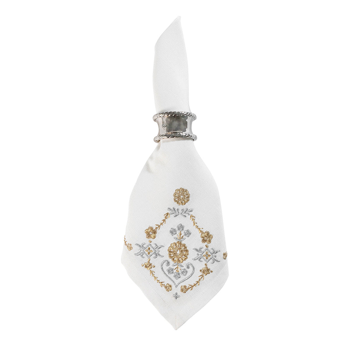 Heidi Embroidered Napkin Set/4 - Gold/Silver - Image 2