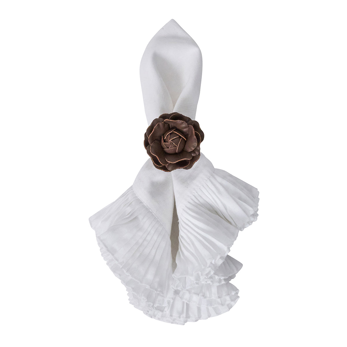 Camellia Napkin Ring Set/4 - Brown - Image 2