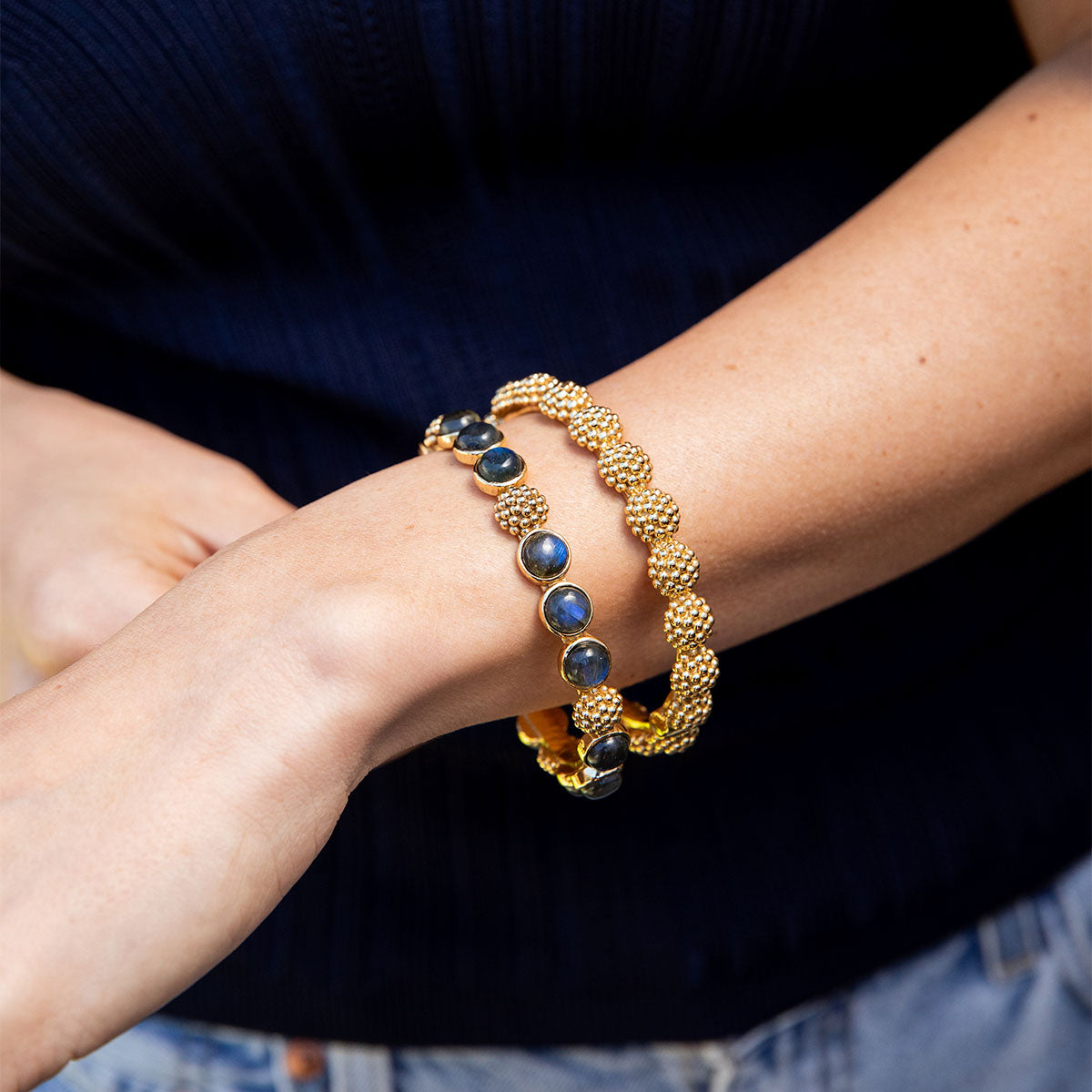 Berry Eternity Hinged Bangle - Gold - Image 5