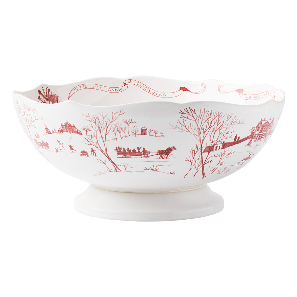Country Estate Winter Frolic 13 Centerpiece Bowl - Ruby - Image 3