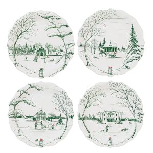 Country Estate Winter Frolic Party Plate Assorted Set/4 - Evergreen