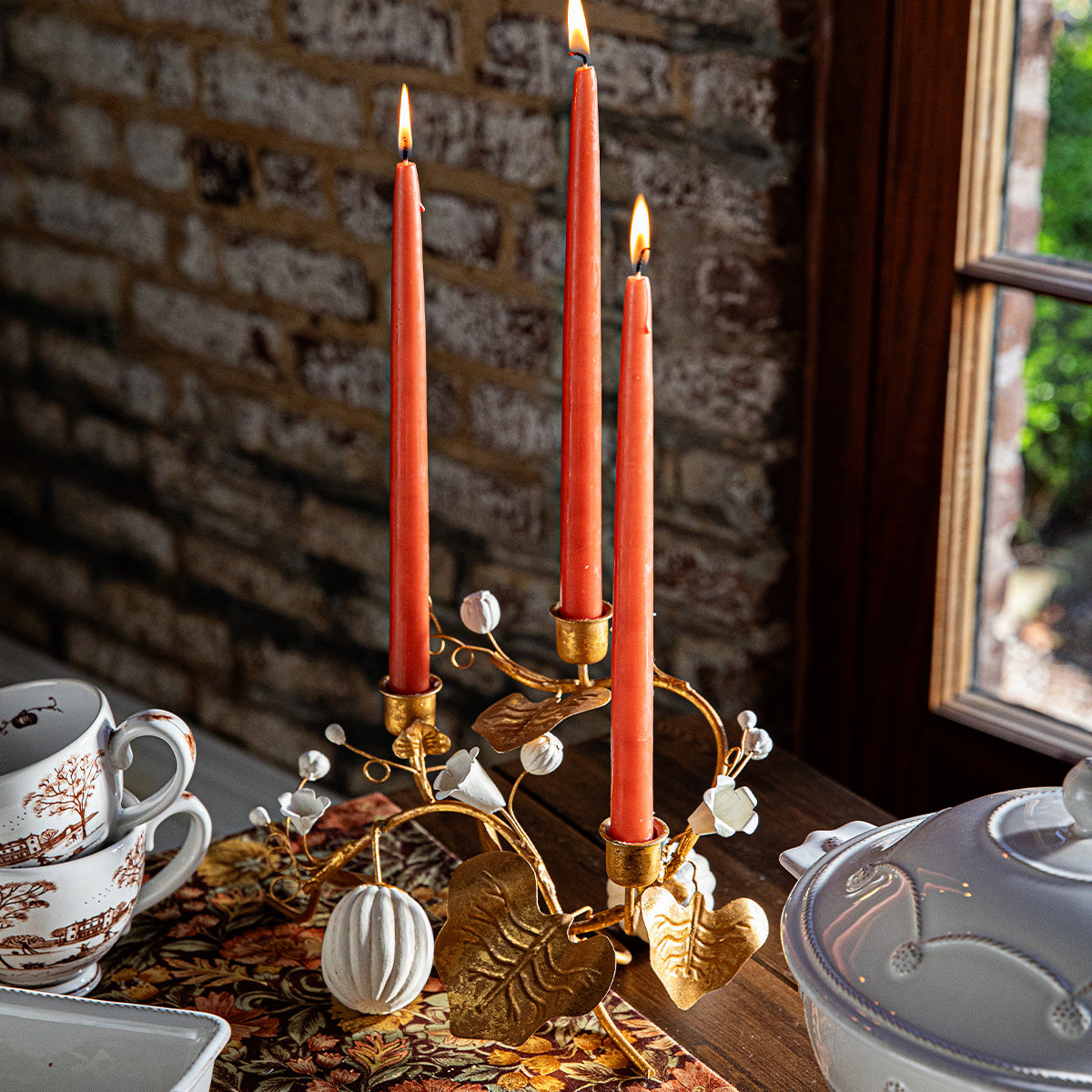 Forest Walk Pumpkin & Vine Triple Candlestick Holder - Gold - Image 5