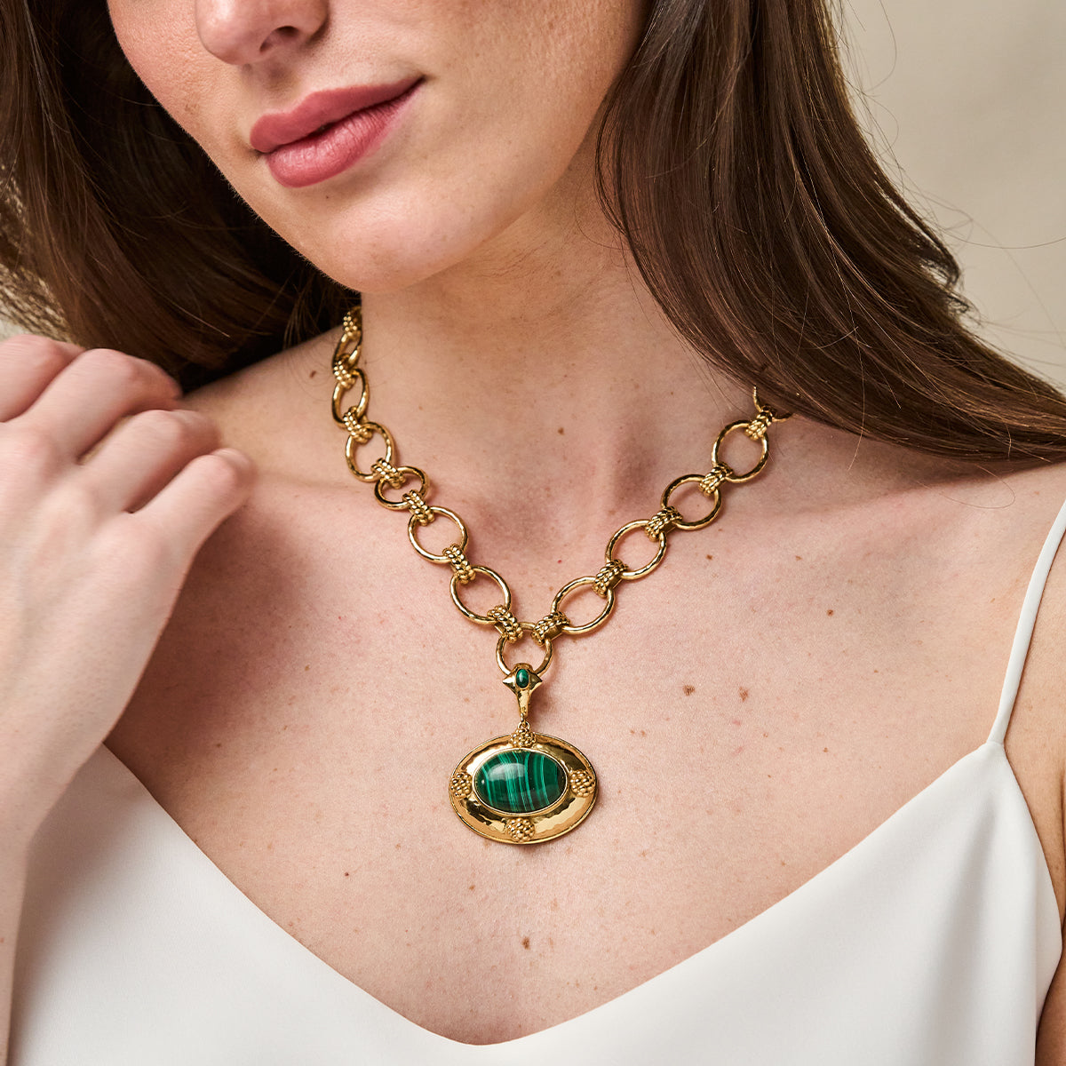 Cleopatra Removeable Pendant Necklace. 16+2 - Malachite - Image 3