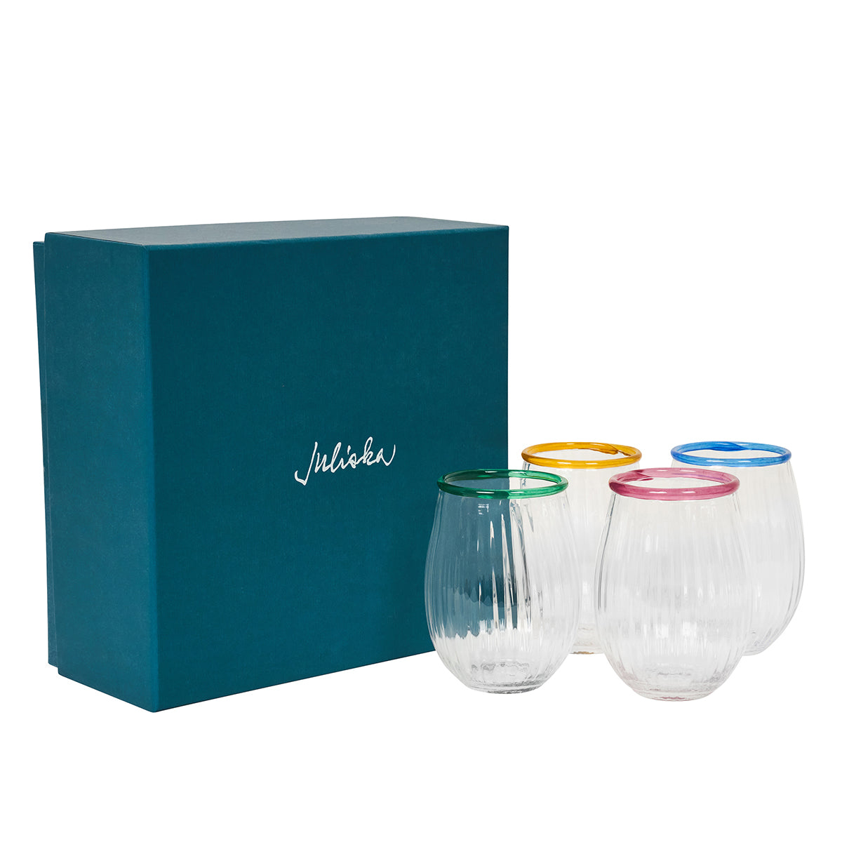 Nell Stemless Wine Glass Assorted Set/4 - Multi - Image 2