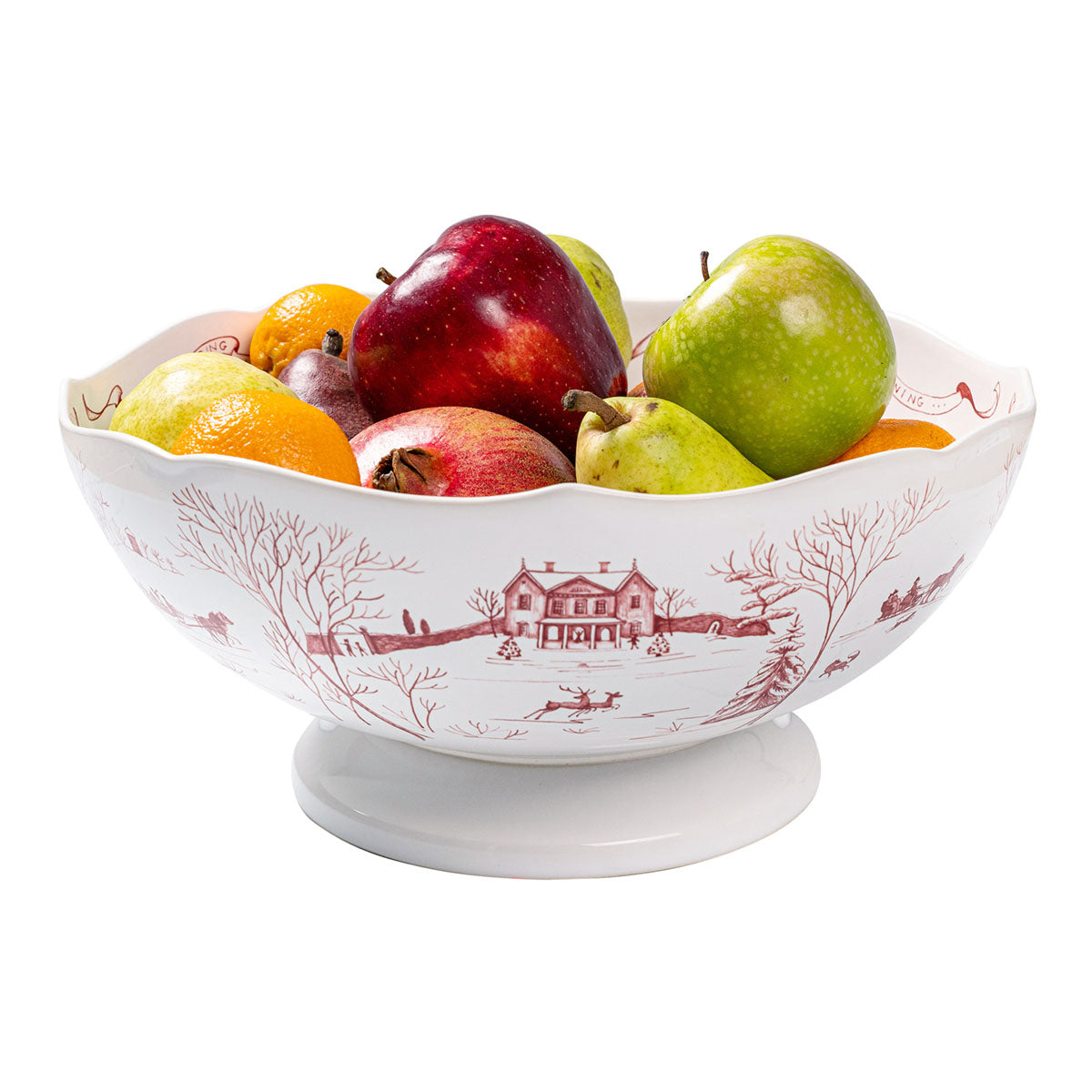 Country Estate Winter Frolic 13 Centerpiece Bowl - Ruby - Image 2