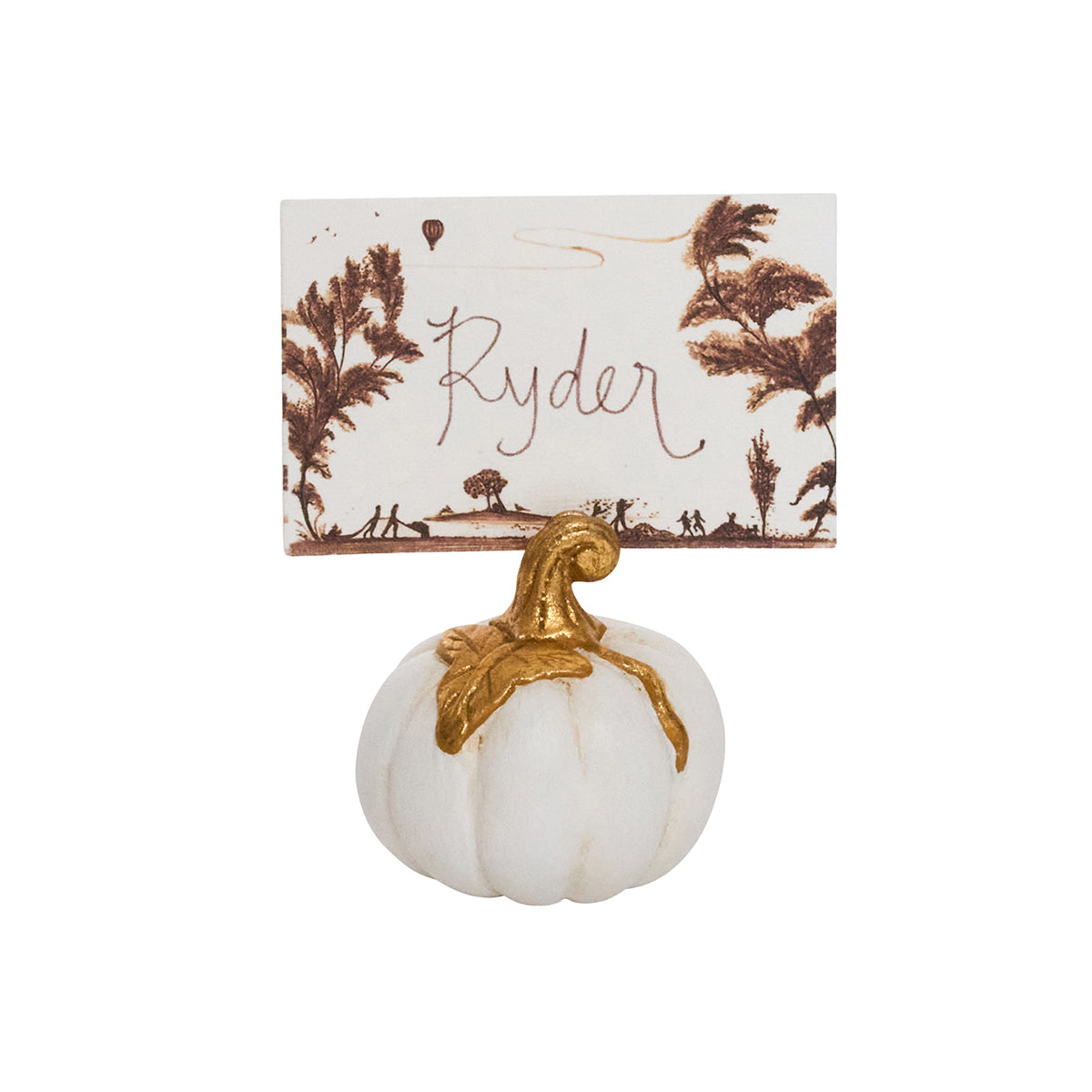 Forest Walk Pumpkin Place Card Holder Set/4 - Gold - Image 3
