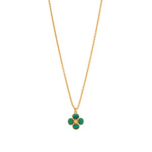 Berry Clover Double Sided Charm Necklace. 16+2 - Malachite