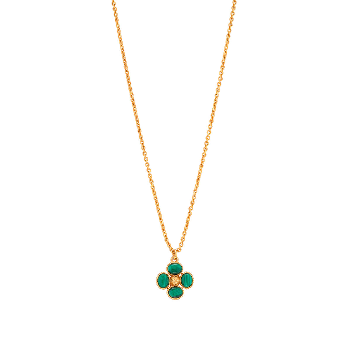 Berry Clover Double Sided Charm Necklace. 16+2 - Malachite