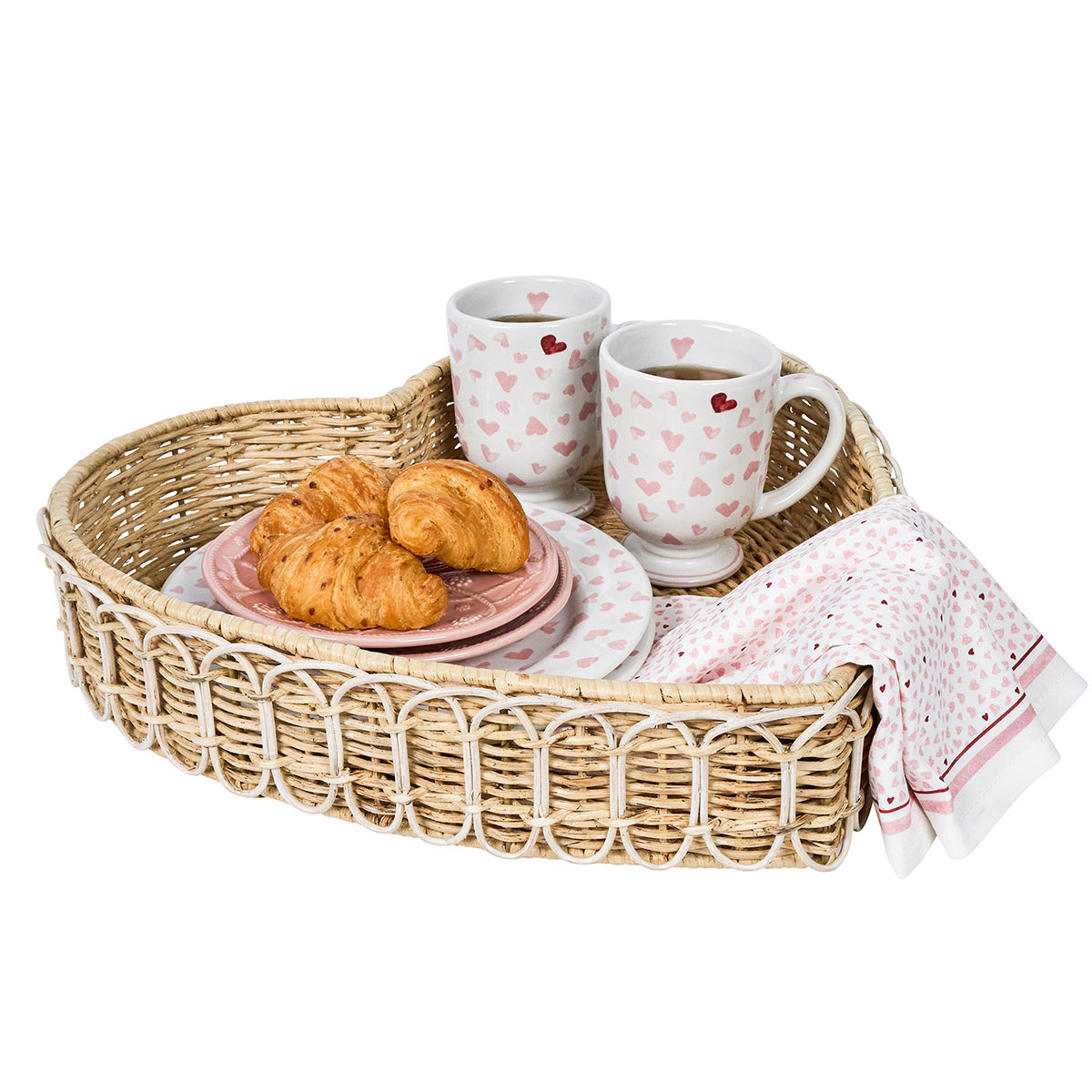 Provence Rattan 16 Heart Tray - Whitewash - Image 2