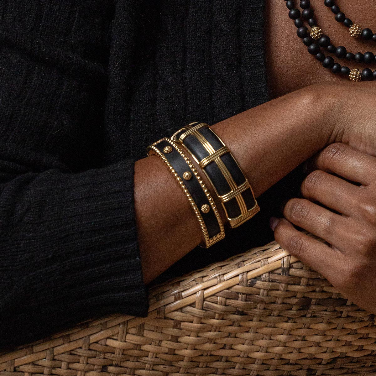 Berry Small Hinged Bangle - Ebony - Image 4