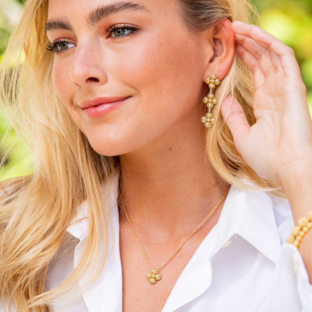 Berry Clover Station Necklace. 16+2 - Gold - Image 2