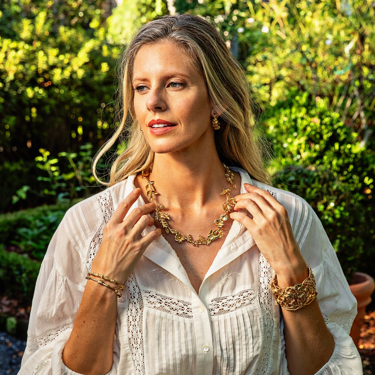 Meadow Wildflower Necklace. 16 - Gold - Image 5