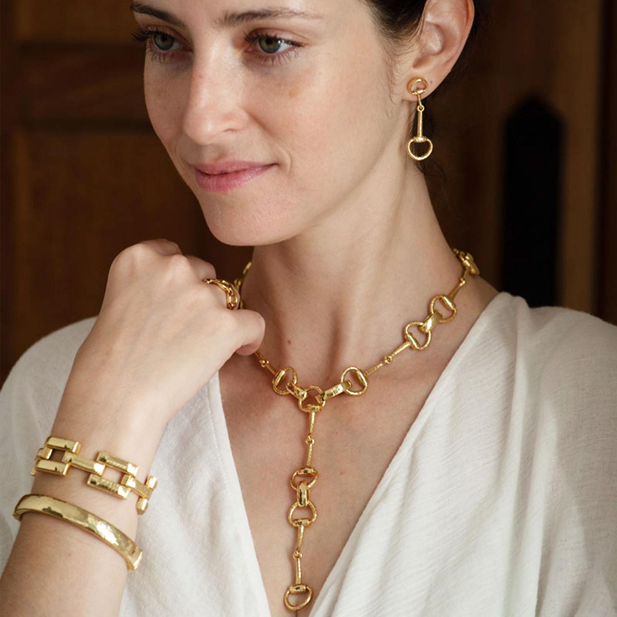 Equestrian Snaffle Bit Earrings - Gold - Image 4