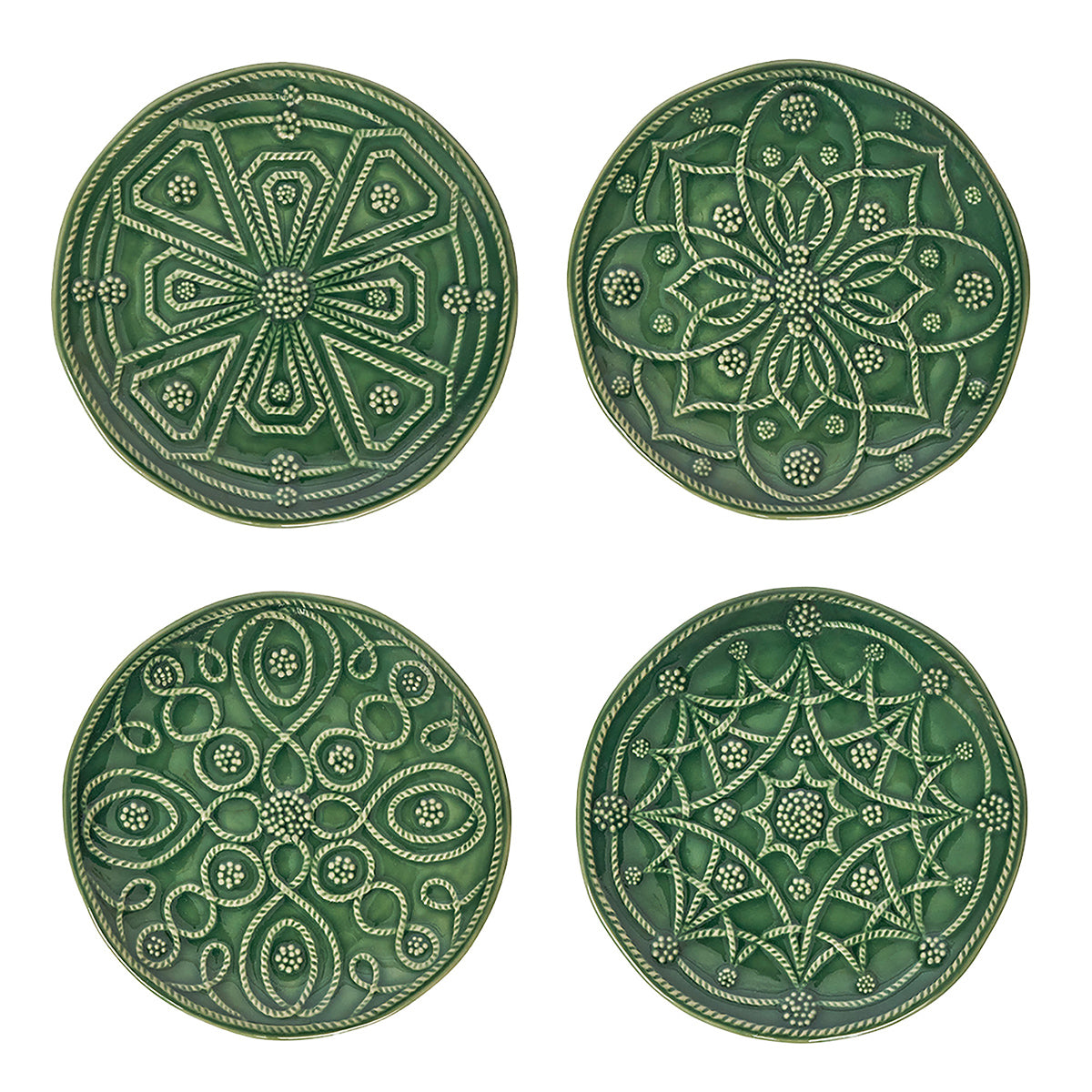 Jardins du Monde Side/Cocktail Plate Assorted Set/4 - Basil