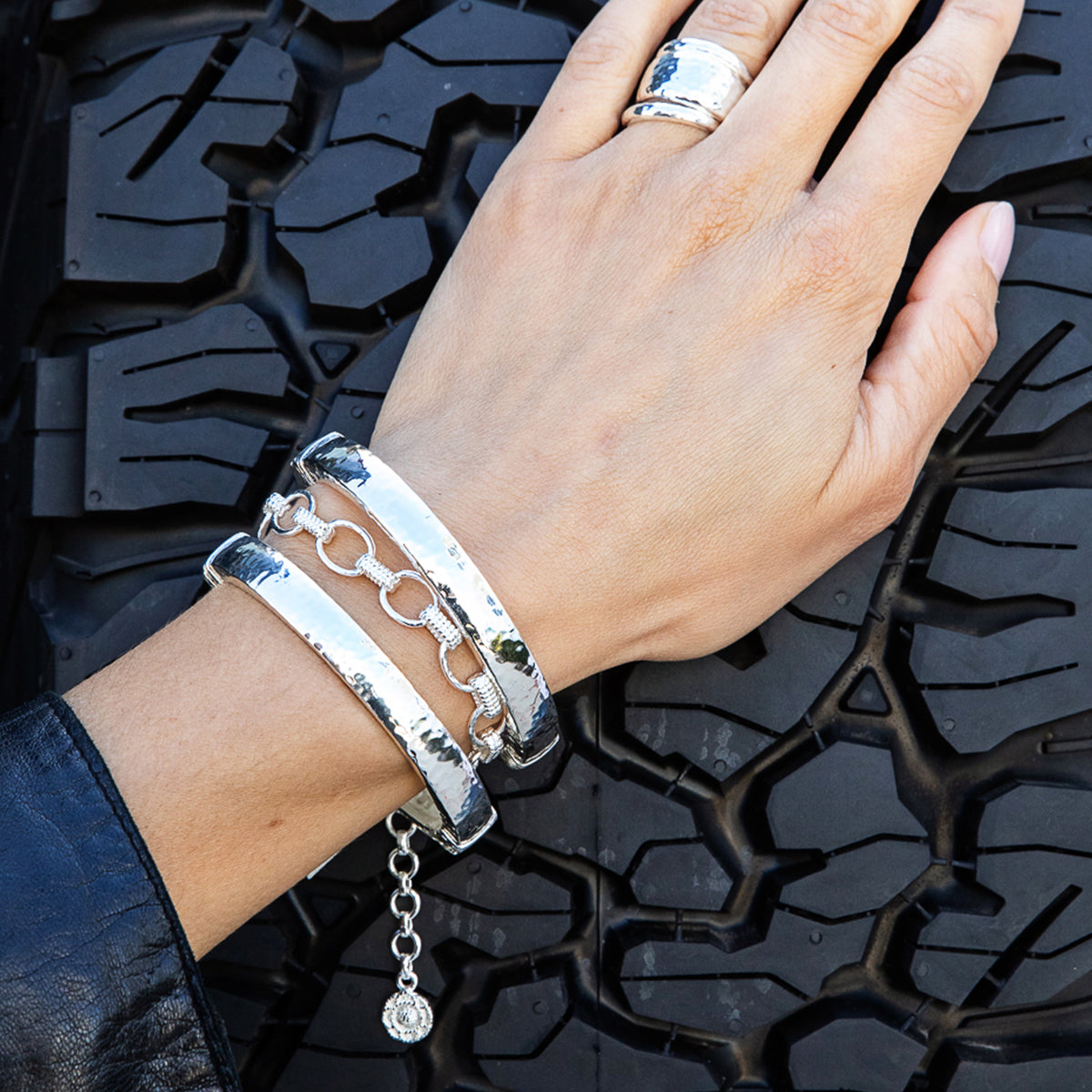 Cleopatra Small Link Bracelet. 7+1.5 - Silver - Image 4