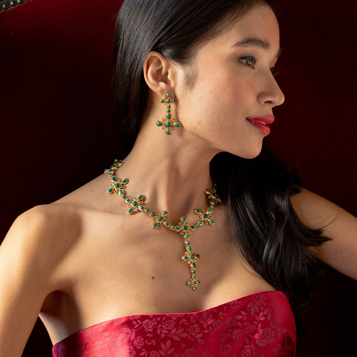 Monique Gem Convertible Necklace. 16+2 - Malachite - Image 3